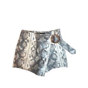ZARA XS Snake Print Belted Skort Tortoiseshell Ring Detail